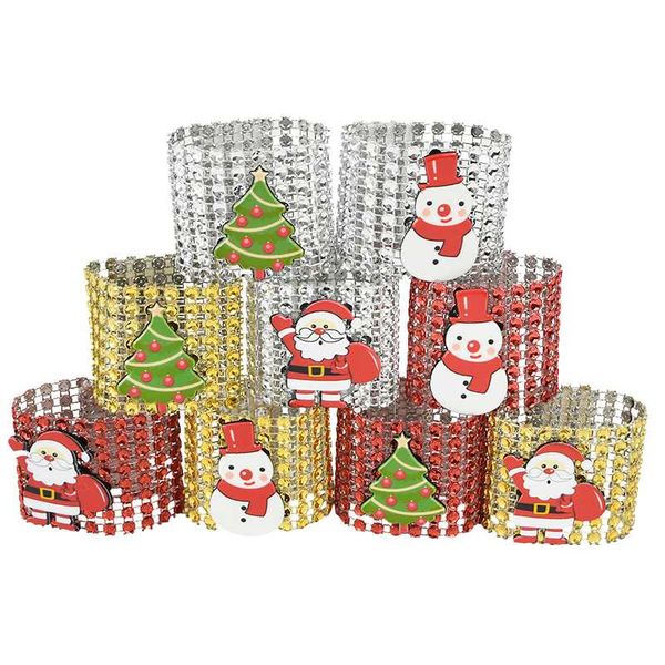 

napkin rings 5pcs red gold silver ring chairs buckles cute xmas tree santa snowman rhinestone bow holder christmas party table decor 7