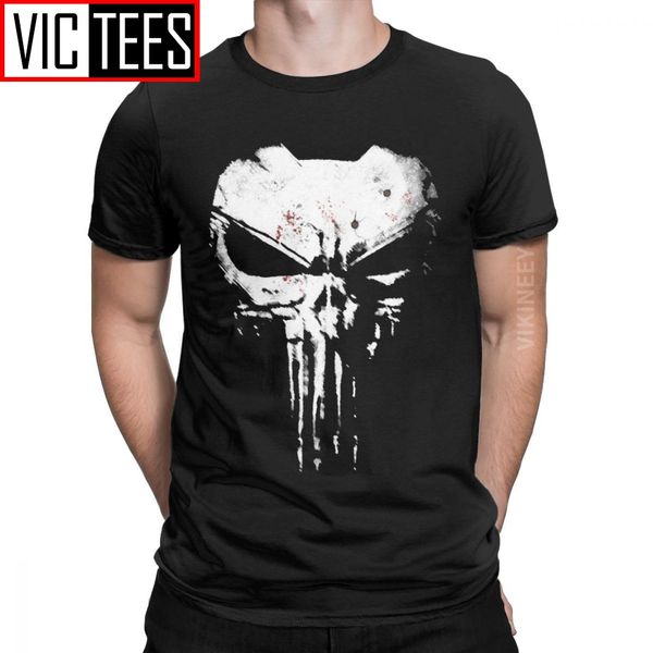 

vintage the skull punisher tshirt for men pure cotton t shirt supper hero fitness streetwear memento mori