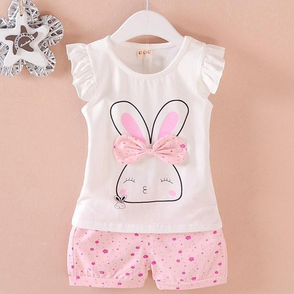 

toddler baby kids girls sleeve bow dot short casual outfit set, White