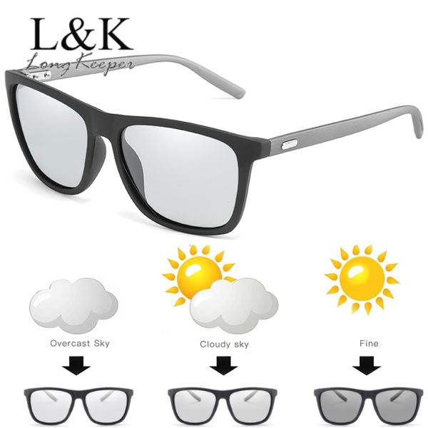 

pchromic sunglasses men polarized driving chameleon glasses male change color sunglasses day and night vision uv400 eyewear, White;black