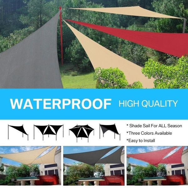 

shade 300d waterproof anti-uv polyester triangle awning sun shading net sail outdoor shelter garden canopy cloth