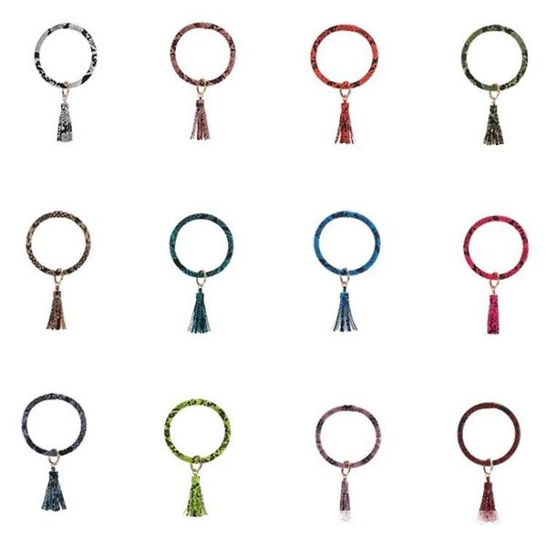 

cutetassel bangle keychain bracelets keyring leather o wristlet bracelet circle key ring keyring holder wristbands t2c5156