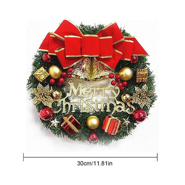 

30cm christmas wreath window front door decoration ornaments bell artificial wreath garland christmas decorations home decor