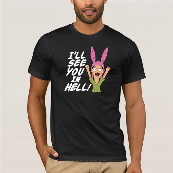 

men's cool short-sleeve t-shirt bobs burgers louise i will see you in hell heather charcoal sports man's t-shirt