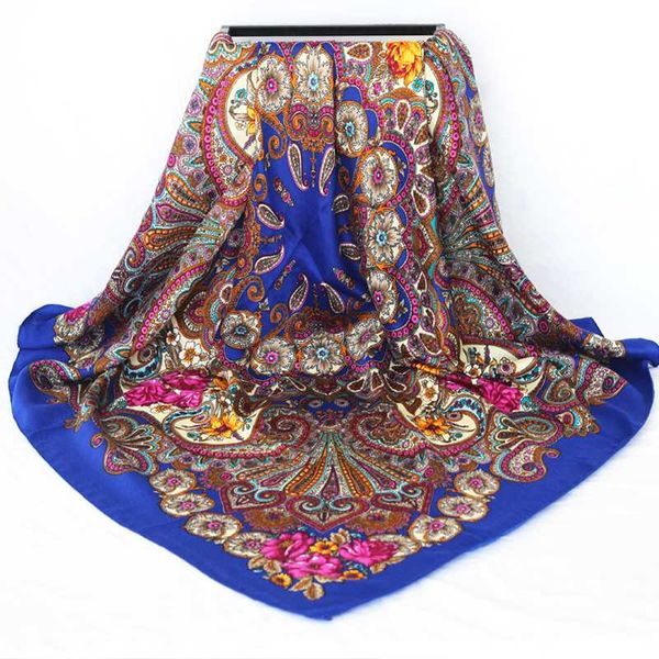 

scarves designer bandana printing four seasons scarf women shawls warm stoles wool wrap 120*120cm, Blue;gray