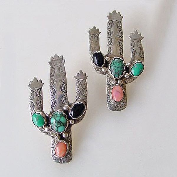 

cute cactus earrings for women vintage stud resin earrings bijoux bohemian jewelry accessories wholesale o4d341, Golden;silver