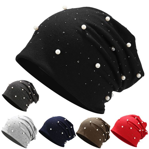 

fashion pearl hats women winter knitted caps soft beanie women's hat female cap girls skullies beanies, Blue;gray