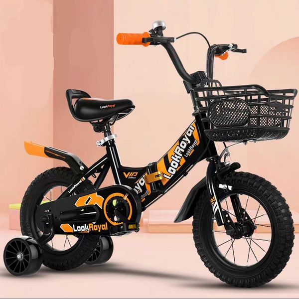 

child fold bicycle high carbon steel frame off road auxiliary wheel environmental protection basket soft rear seat