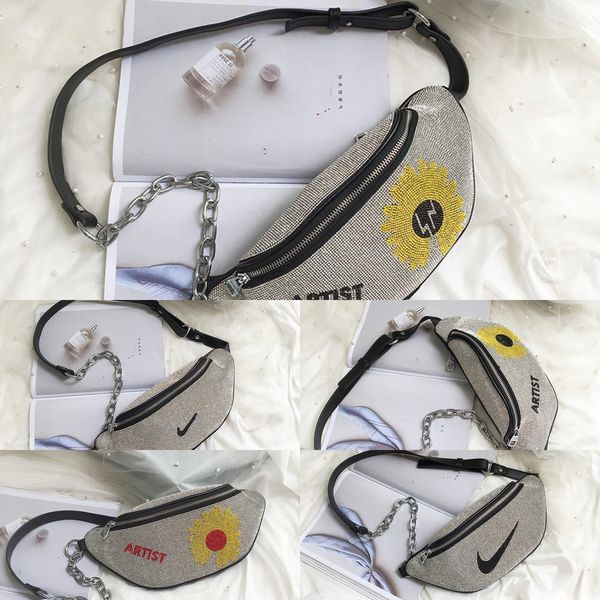 

2020 new fashion rhinestone diamond satchel satchel women's running summer full diamond chest bag shoulder messenger bag all-match 3795