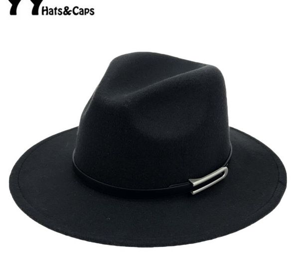 

wide brim autumn trilby caps female male fashion hat jazz cap winter panama hat vintage fedoras men mafia hat felt yy17294 y200110, Blue;gray