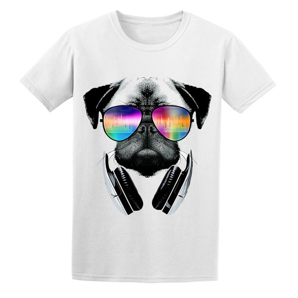 

dj pug men's t shirt artwork chilling dog with sunglasses shades on funny tee