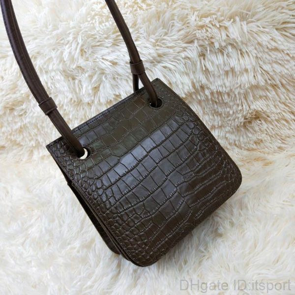 

saddle leather charm2019 genuine bag woman crocodile grain ins organ cowhide messenger single shoulder handbag tide