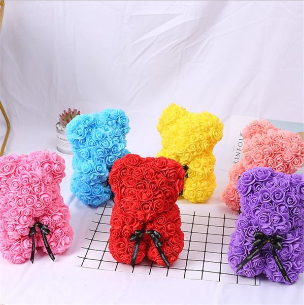 

14 colors creative rose flower bear romantic artificial flowers decoration valentine gifts for girlfriend exquisite wedding party supplies