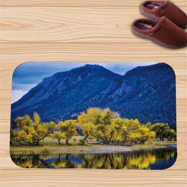 

bath mats multifunctional retro old building cartoon landscape floor mat anime pattern bathroom door absorbent non slip
