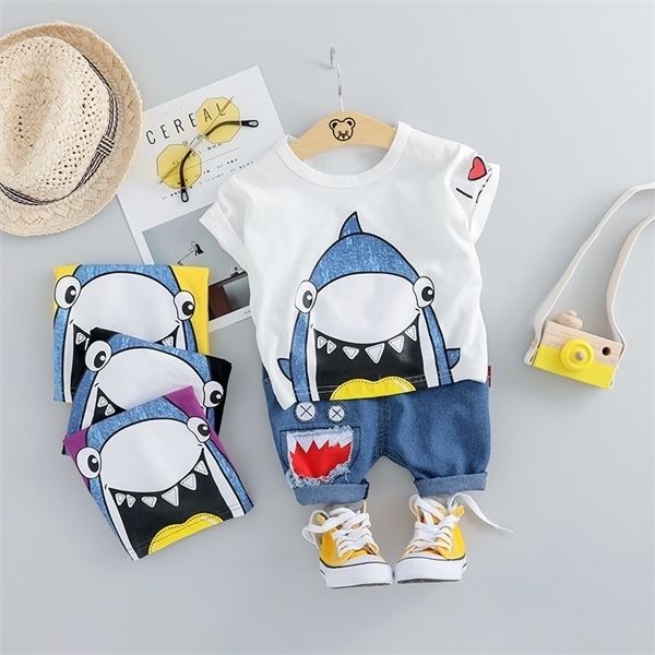 

hylkidhuose summer toddler infant clothing sets cartoon t shirt shorts baby girls boys clothes suits kids children costume, White