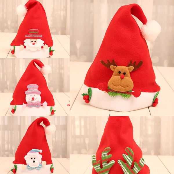 

decorations non-woven cap sticker flower cartoon children's non-woven christmas antler hat doll christmas hat kjvtm