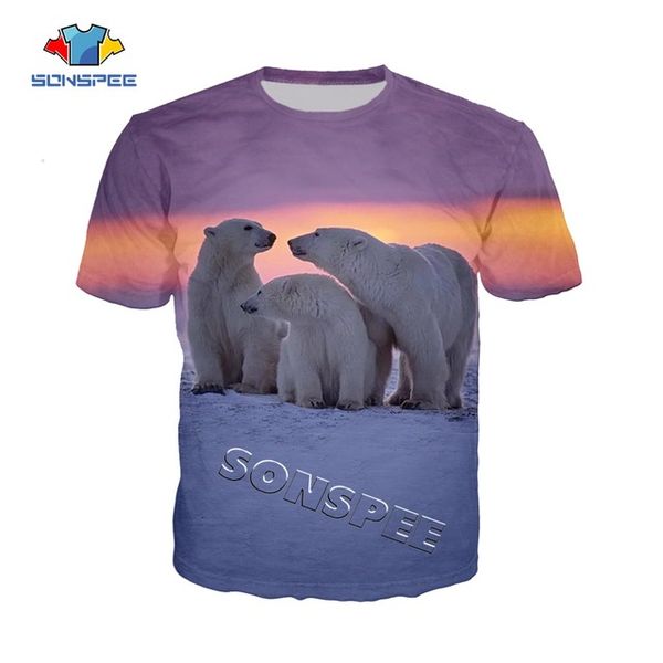 

summer men polar bear print forest design sportswear 3d print shirts plus size hippie funny men clothing