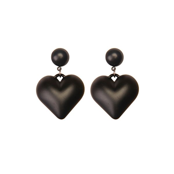 

2020 new ins trendy black 3d heart lover minimalism minimalist earrings korean fashion chic women party jewelry ale, Silver