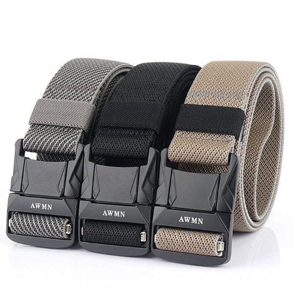 

fdbro elastic мужских пояса открытых тактические пояса холст вставные прочные пряжки металл быстро unlock брюки брюки для мужчин, Black;gray