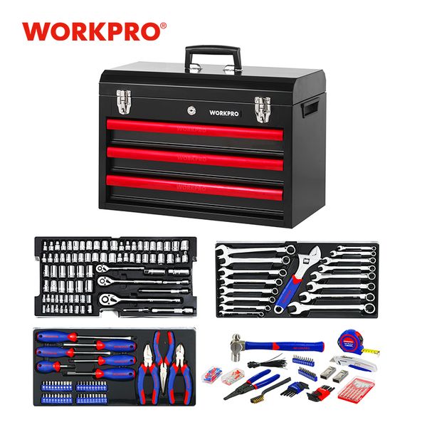 

workpro 408pc home repair tool set metal tool box set hand tools home tool kit t200916