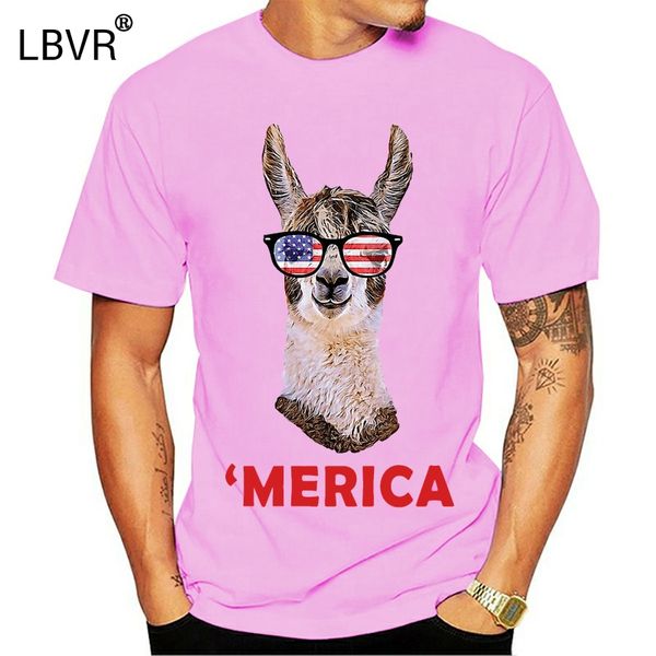 

2020 new men fashion summer loose clothes merica llama patriotic usa july 4 sunglasses funny graphic tees shirt