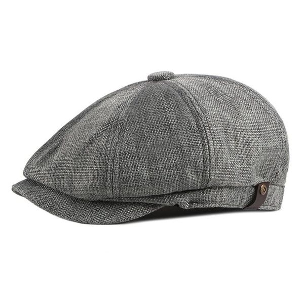 

men's casual hat berets linen caps for spring summer autumn outdoor, Blue;gray