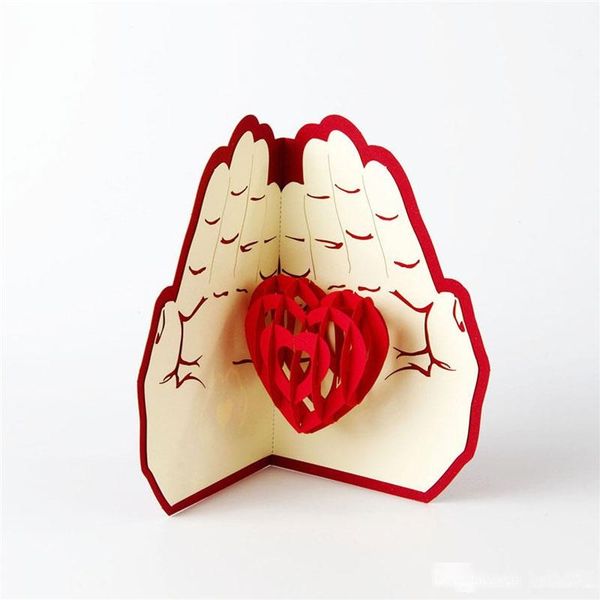 

love in the hand 3d laser cut pop up paper holiday handmade vintage post cards custom xmas greeting cards gift