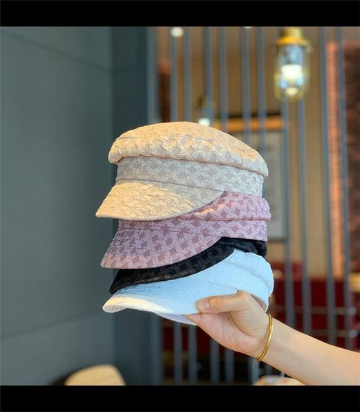 

202007-qiangu new lace flower leisure lady octagonal hat women visors cap, Blue;gray