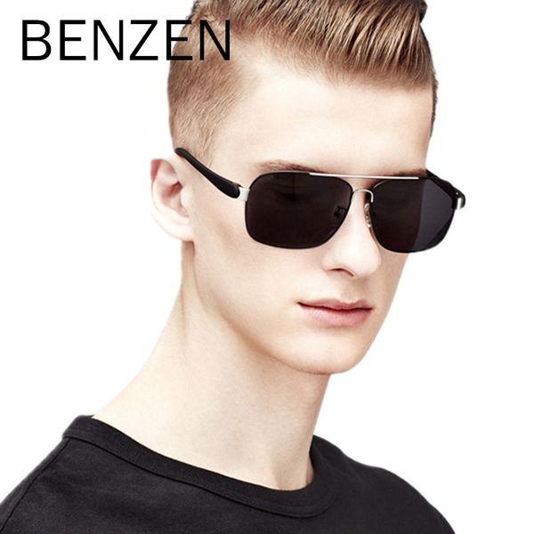 

sunglasses benzen quality tr 90 men polarized male sun glasses classic rectangle driving shades eyeglasses black 9336, White;black
