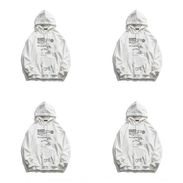 

it is absolutely not a common thing autumn new hoodie sweater men's loose personality printing street handsome long sleeve coat sweater, Black