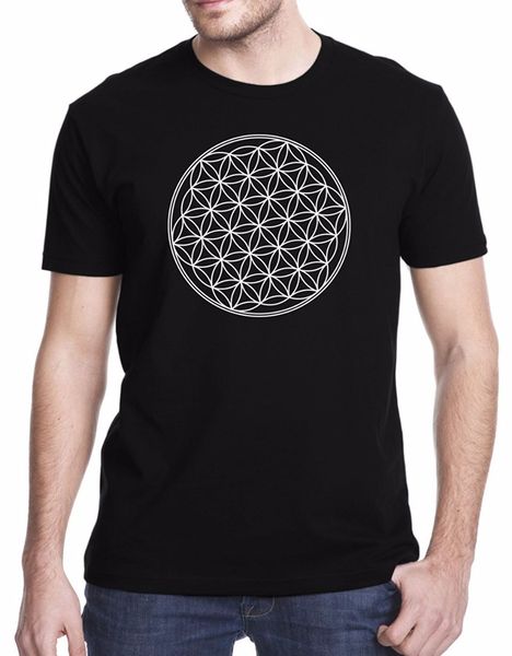 

new fashion women men hip hop 3d print flower of life sacred geometry letter printed t shirt short sleeve tshirt fashion