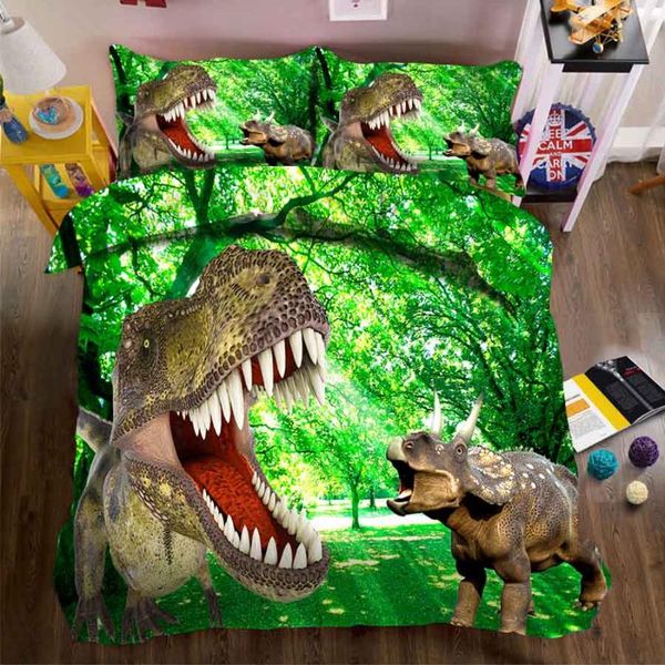 

wostar super king size bedding set duvet cover and pillowcase home textile kids bedding set 3d digital printing cartoon dinosaur