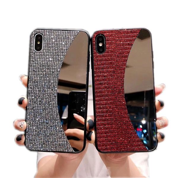 

mirror luxury designer phone case for iphone x bling rhinestone glitter phone cover for iphone 11 pro 6 7 8 plus xs max
