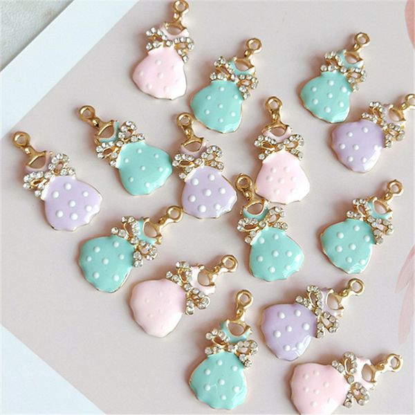 

charms 10pcs/lot 19*26mm rhinestone bow skirt enamel braclets jewelry finding diy craft more fashion, Bronze;silver
