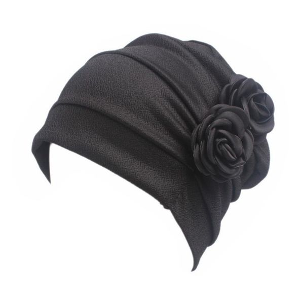

women flower pattern western style chemotherapy cap cancer hat comfortable head wrap beanie solid ruffle hair loss accessories, Blue;gray