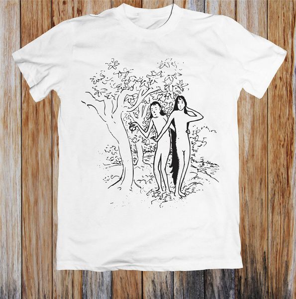 

adam and eve cartoon t shirt popular tagless men cotton t-shirt hip hop tees harajuku streetwear