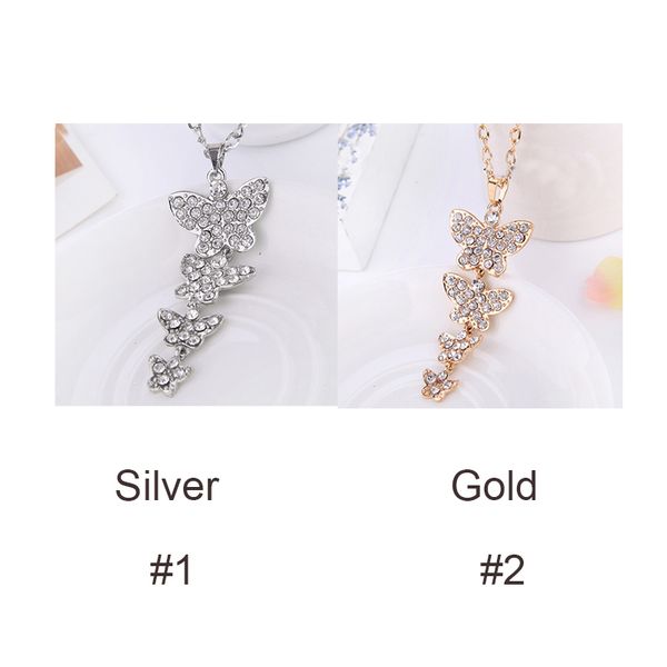 

fashion butterfly rhinestone women necklace sweater chains, Silver