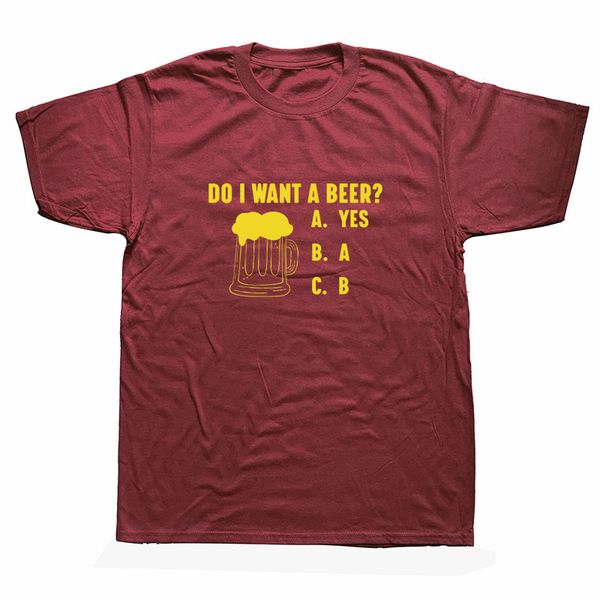 

do i want a beer t shirt men cotton novelty t-shirt crew neck bar alcohol drink tees short sleeve