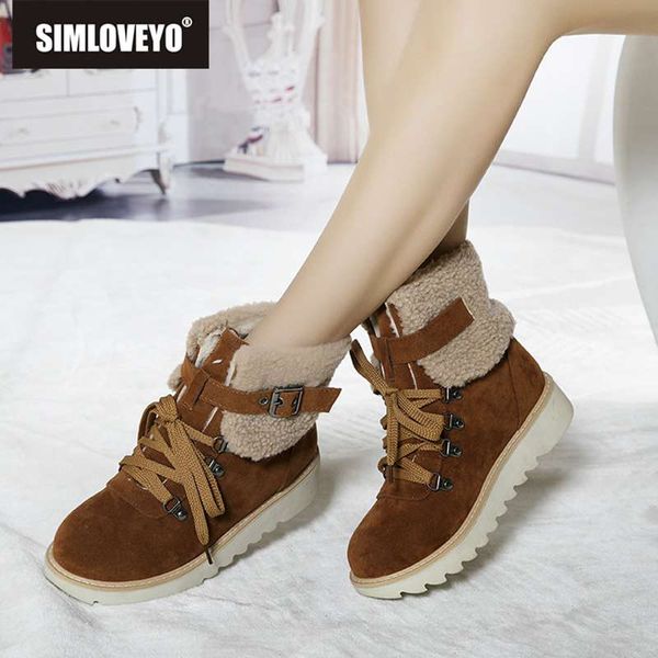 

asileto случайных зимние ботинки для женщин клина пятки круглых кружев носок платформы вверх теплого плюшевых пряжки пинетки mujer bottes бо, Black