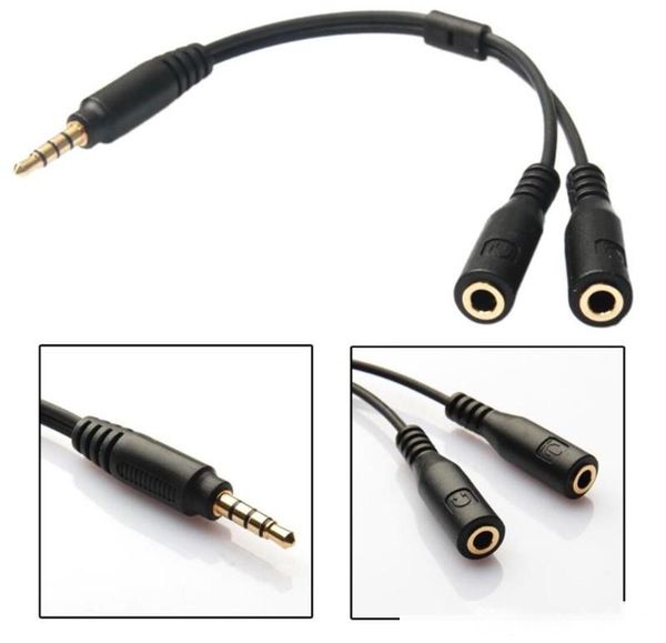 

3.5mm stereo audio male to 2 female headphone mic y splitter cable adapter for iphone/android