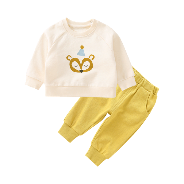 

pureborn toddler 2 pcs baby shirt sweatershirt and jogger pants bottoms cartoon baby boy girl clothes set outerwear, White
