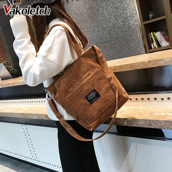 

casual tote female crossbody ladies vintage messenger bags 2020 women corduroy zipper shoulder bag cotton canvas handbag kl672