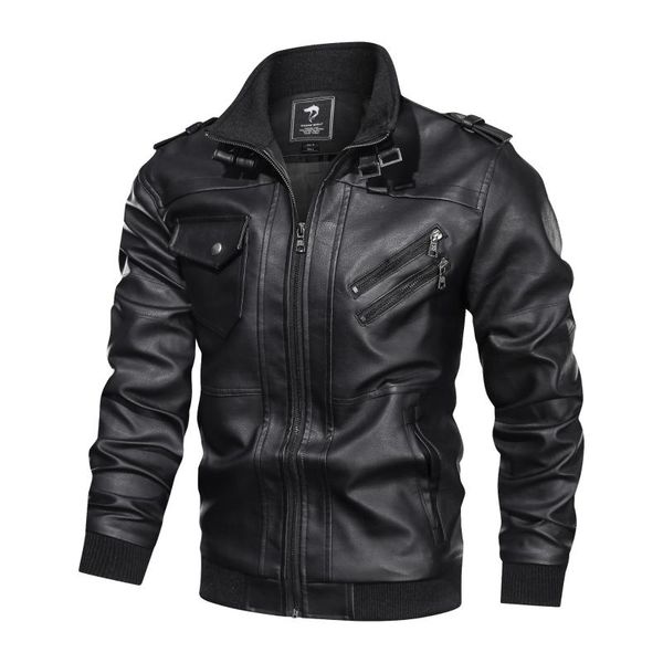 

2020 leather jacket jacket pu leather washed tooling, Black