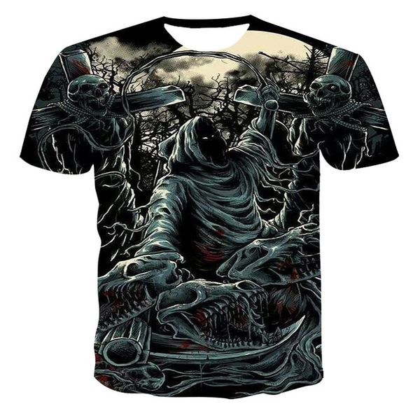 

summer men 3d skull printing breathable splicing printing 3d print shirts graphic horror anime men clothing