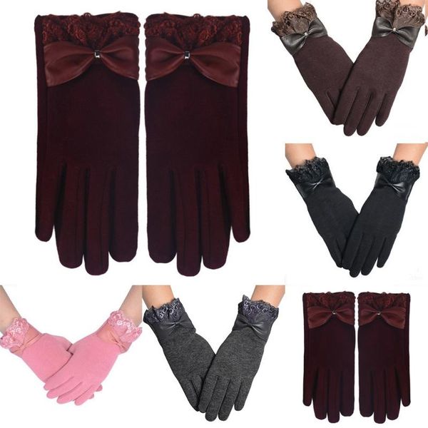 

1pair winter warm screen riding drove gloves for women winter gloves, Blue;gray