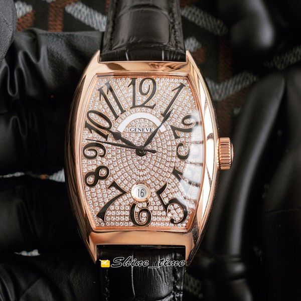 

new cintree curvex platinum rotor 5850 sc automatic mechanical mens watch diamond dial rose gold case leather strap watches shine_time, Slivery;brown