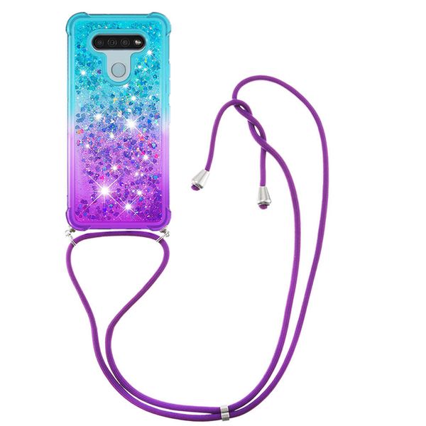 Lanyard ile LG Stylo 6 Darbeye TPU Kılıf Bling Shinning için LG K51 K31 Koruyucu Kapak Kılıf için Sıvı Bataklık Telefon Kılıfları