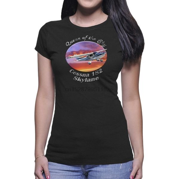 

cessna 182 skylane queen of the sky 2019 fashion women t shirt summer style cotton shirts