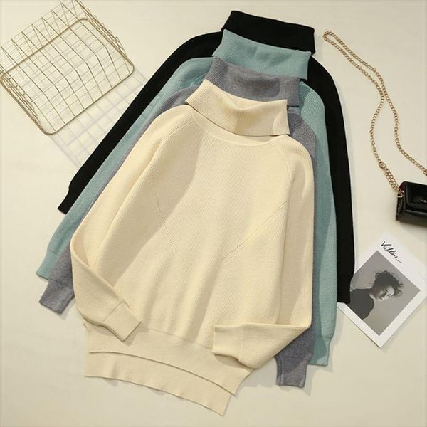 

зима толстые теплый водолазка женщин свитер с длинным рукавом вязать пуловер топ high low hem soft женский перемычка джерси прицепные, White;black