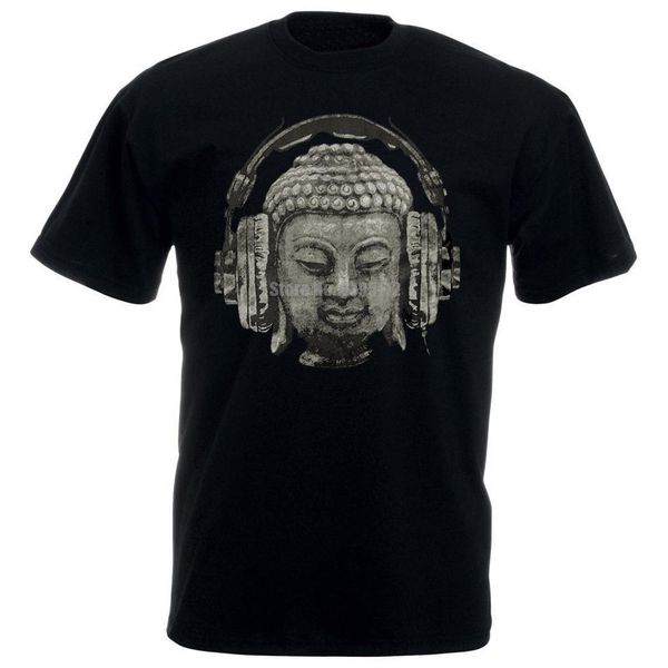 

dj buddha headphones music club men's 100% cotton t-shirts trance goa techno hip hop edm s xl print o neck short